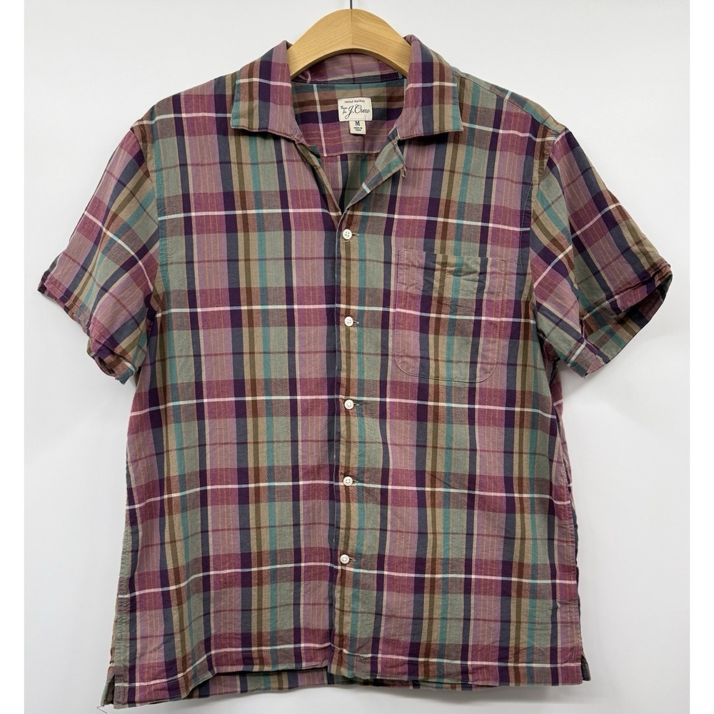 SOLD
J Crew Indian Madras Men's Med Button Shirt Short Sleeve Orange Green Pink